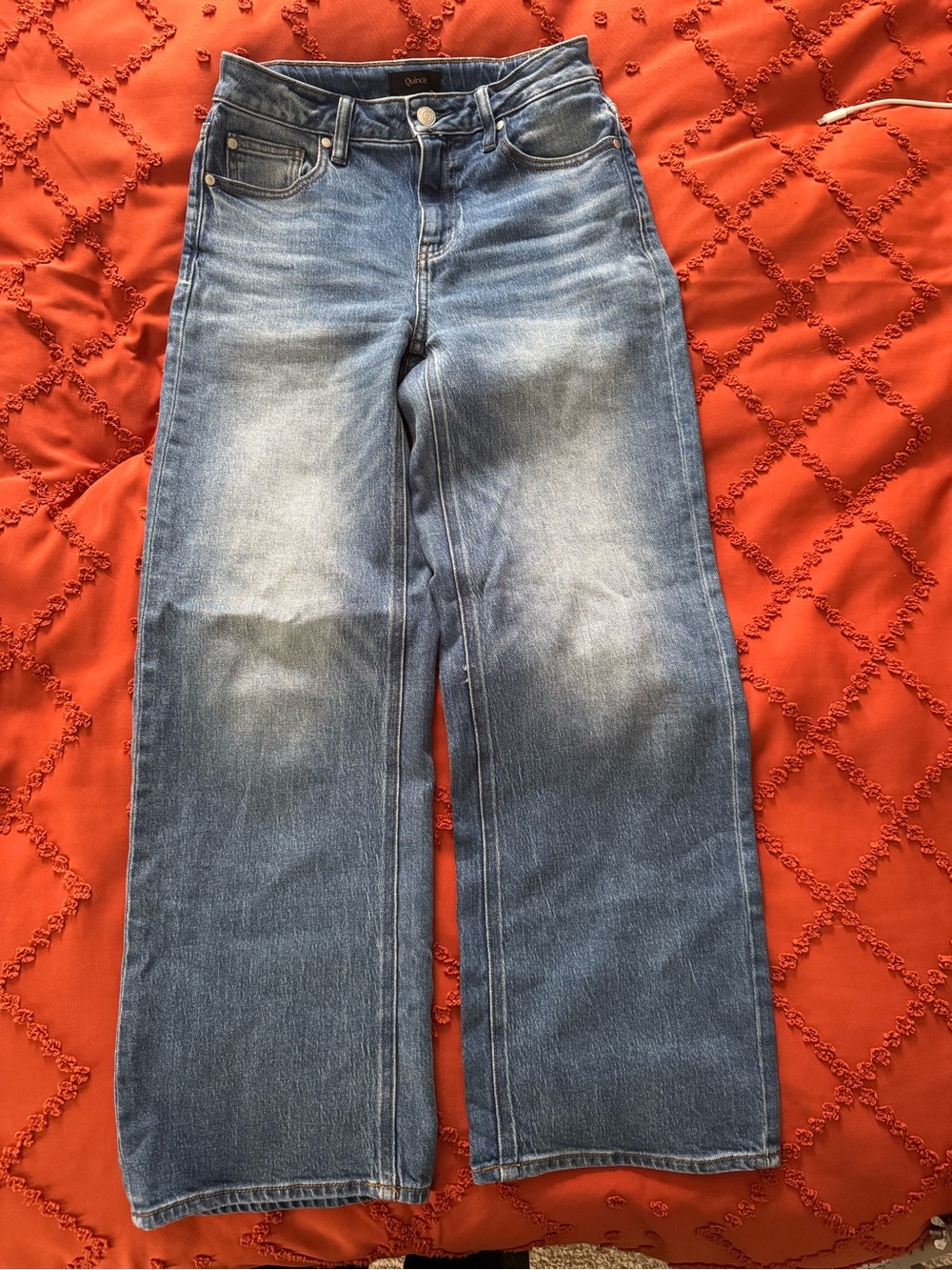 Quince Wide-Leg Faded Blue Jeans